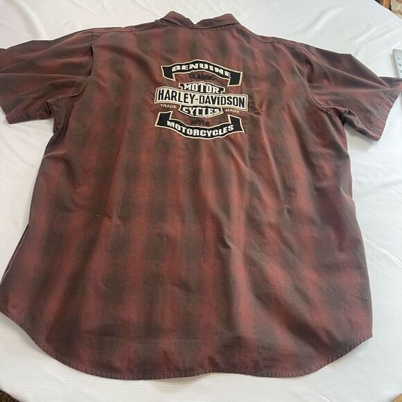 Harley Davidson Motorcycle Embroidered Plaid Button Up Shirt Size XXL - Picture 6 of 8